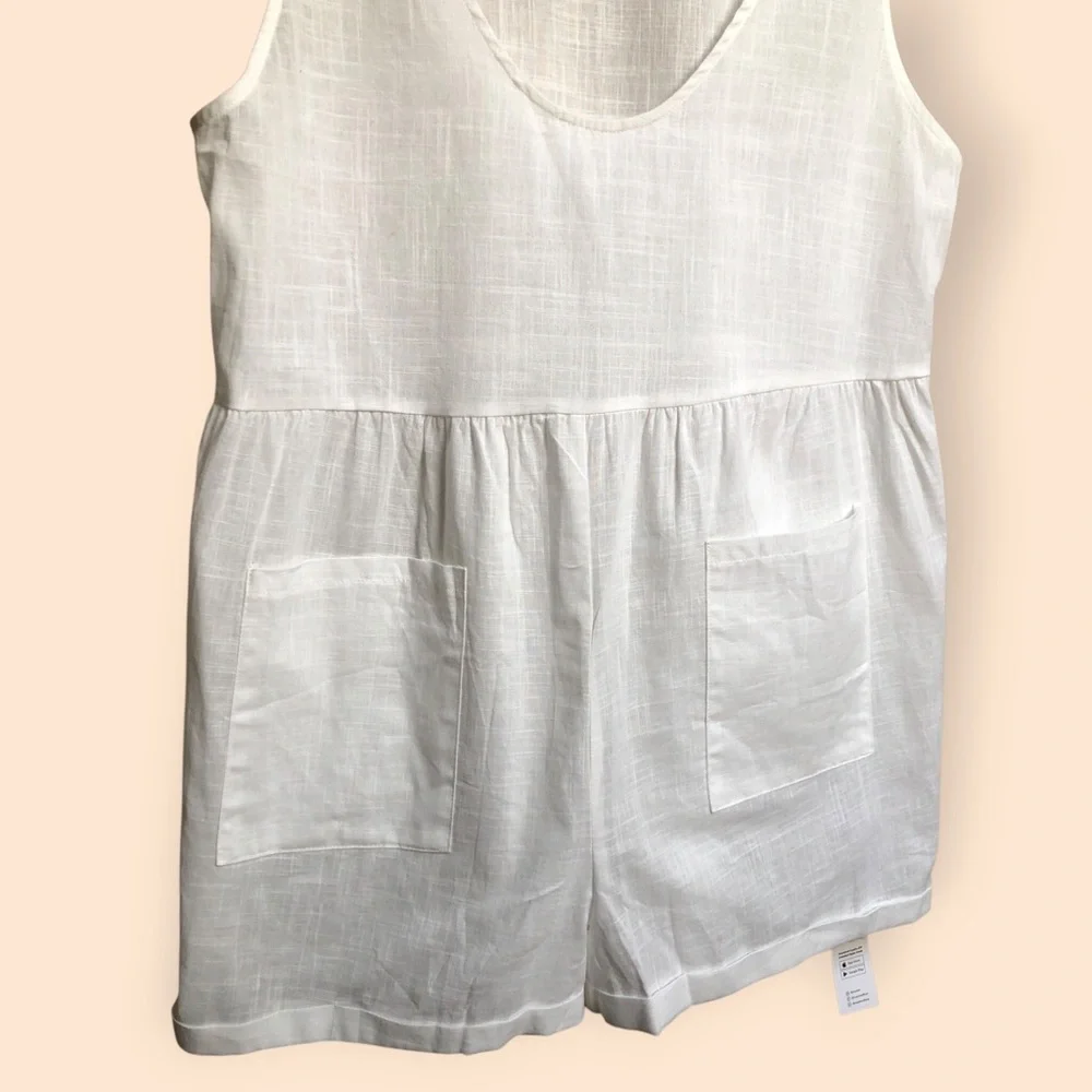 Cupshe NEW Tie Strap Cover Up Romper White Cotton Woven Oversized Women’s Medium - Picture 6 of 15